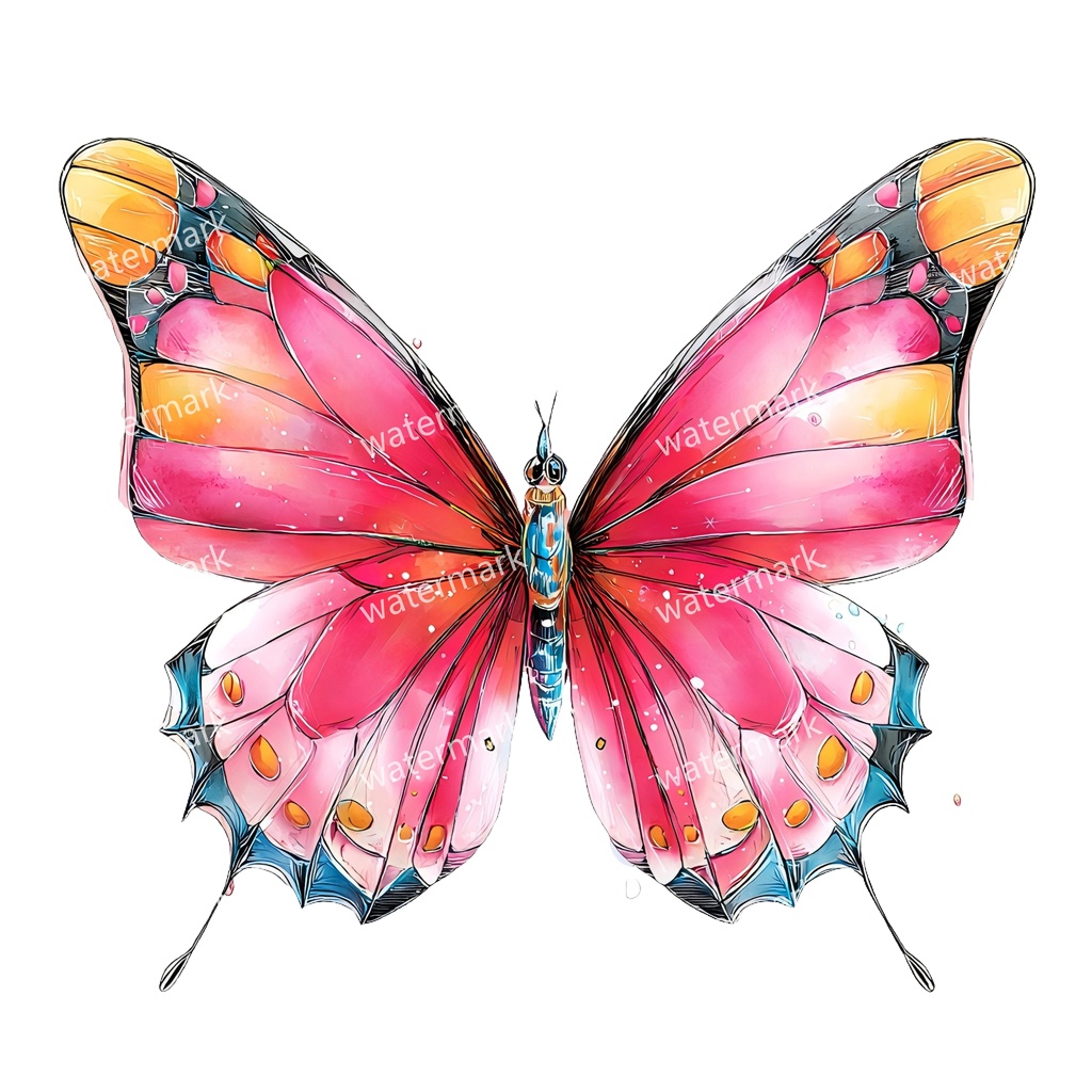 【商用利用可】蝶々(水彩バタフライ)クリップアート19点セット|高解像度・透過PNG|ナチュラル・幻想的素材|コラージュ・ジャンクジャーナル素材|即ダウンロード