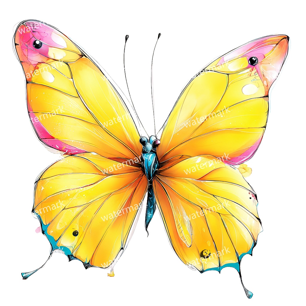 【商用利用可】蝶々(水彩バタフライ)クリップアート19点セット|高解像度・透過PNG|ナチュラル・幻想的素材|コラージュ・ジャンクジャーナル素材|即ダウンロード