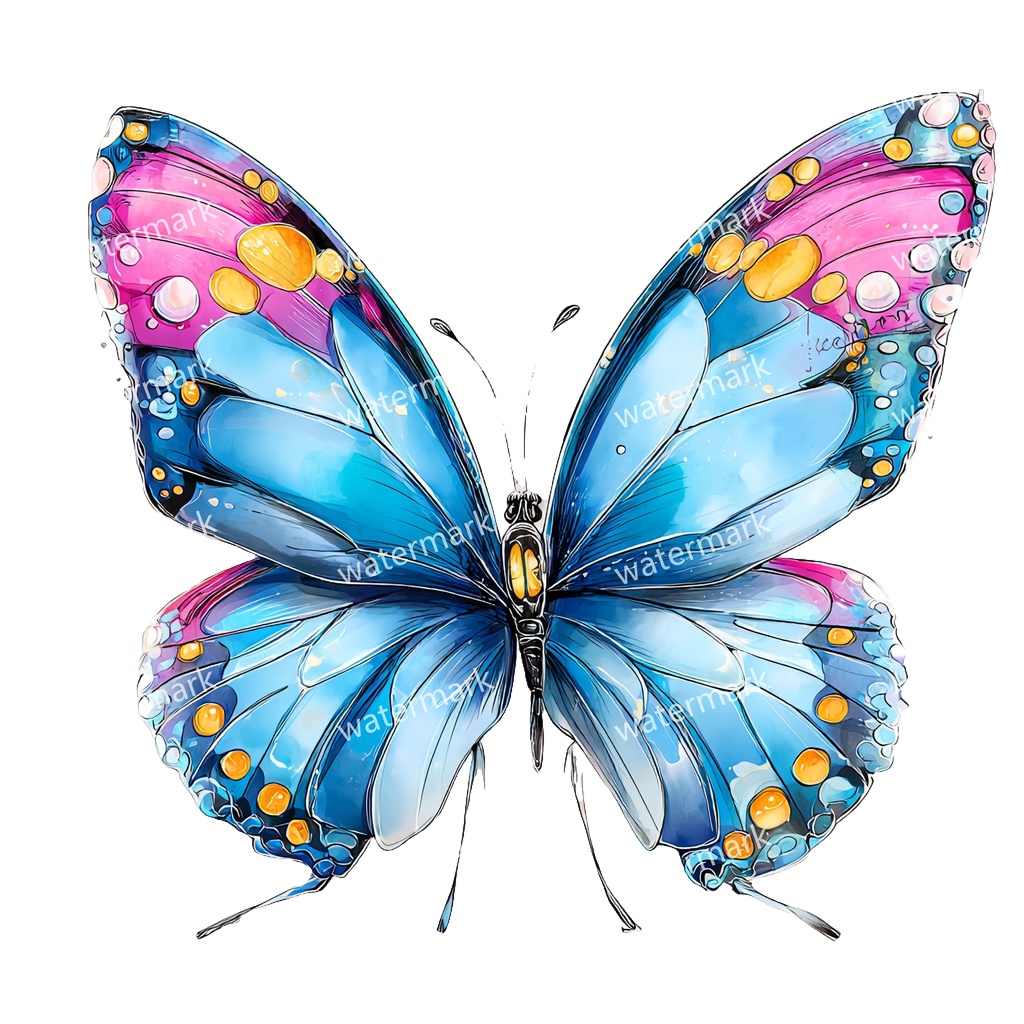 【商用利用可】蝶々(水彩バタフライ)クリップアート19点セット|高解像度・透過PNG|ナチュラル・幻想的素材|コラージュ・ジャンクジャーナル素材|即ダウンロード