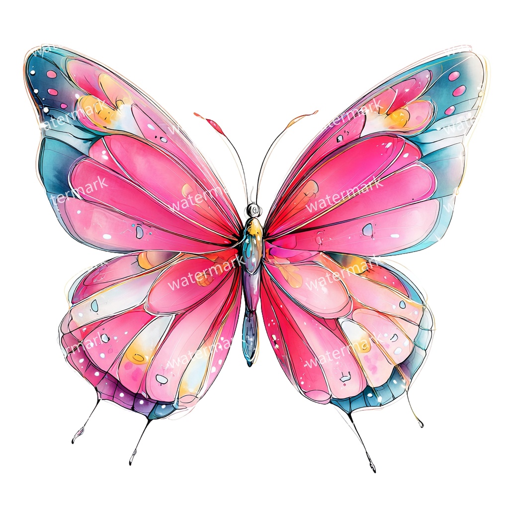 【商用利用可】蝶々(水彩バタフライ)クリップアート19点セット|高解像度・透過PNG|ナチュラル・幻想的素材|コラージュ・ジャンクジャーナル素材|即ダウンロード