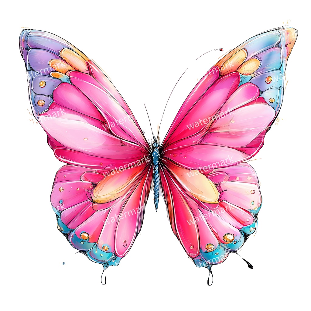 【商用利用可】蝶々(水彩バタフライ)クリップアート19点セット|高解像度・透過PNG|ナチュラル・幻想的素材|コラージュ・ジャンクジャーナル素材|即ダウンロード