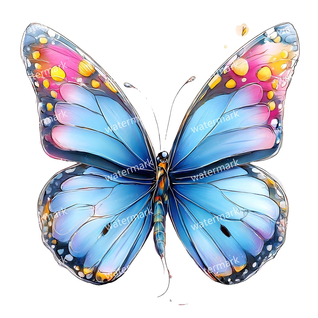 【商用利用可】蝶々(水彩バタフライ)クリップアート19点セット|高解像度・透過PNG|ナチュラル・幻想的素材|コラージュ・ジャンクジャーナル素材|即ダウンロード