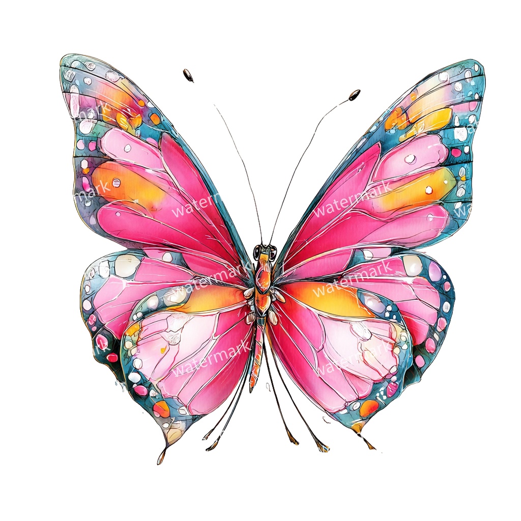 【商用利用可】蝶々(水彩バタフライ)クリップアート19点セット|高解像度・透過PNG|ナチュラル・幻想的素材|コラージュ・ジャンクジャーナル素材|即ダウンロード