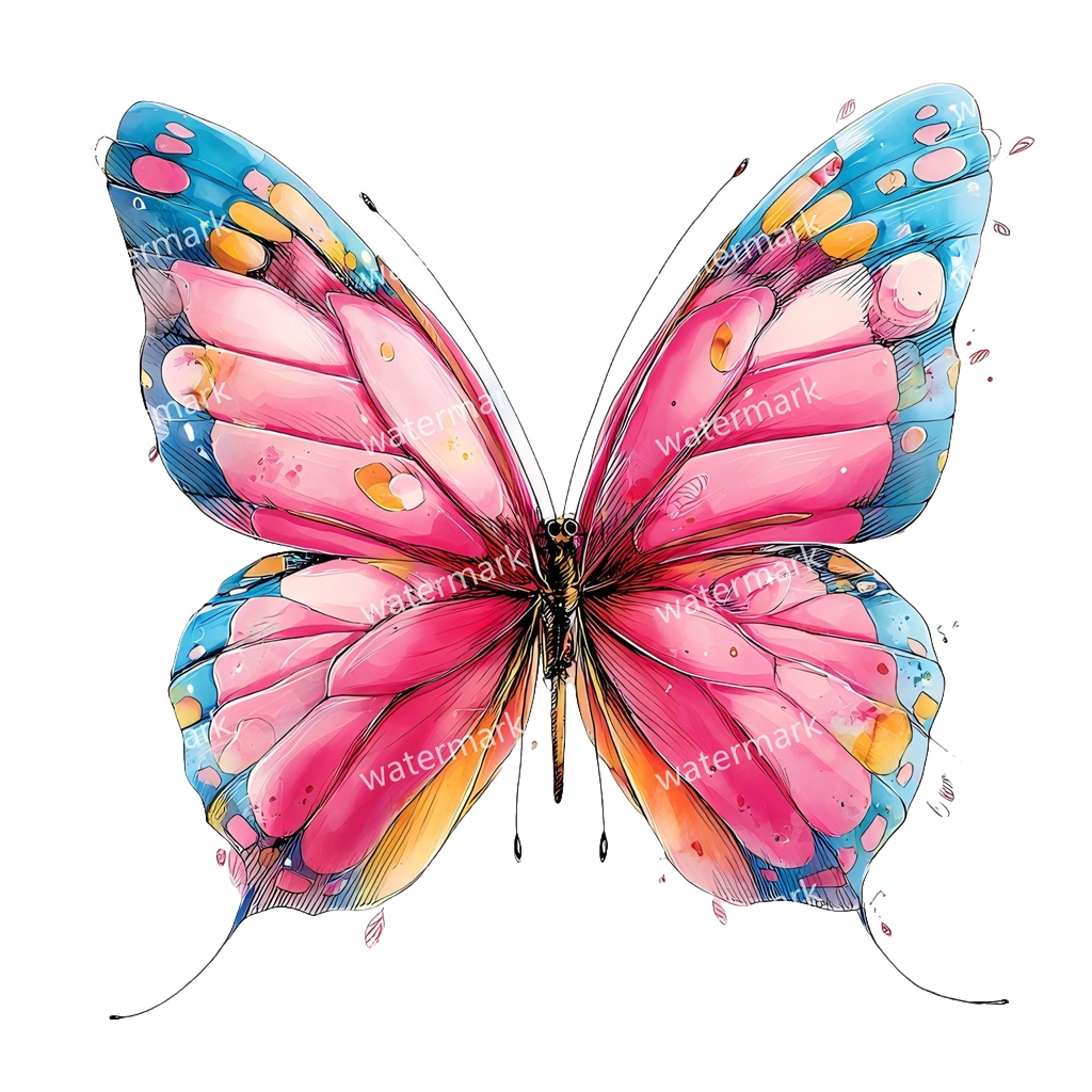 【商用利用可】蝶々(水彩バタフライ)クリップアート19点セット|高解像度・透過PNG|ナチュラル・幻想的素材|コラージュ・ジャンクジャーナル素材|即ダウンロード