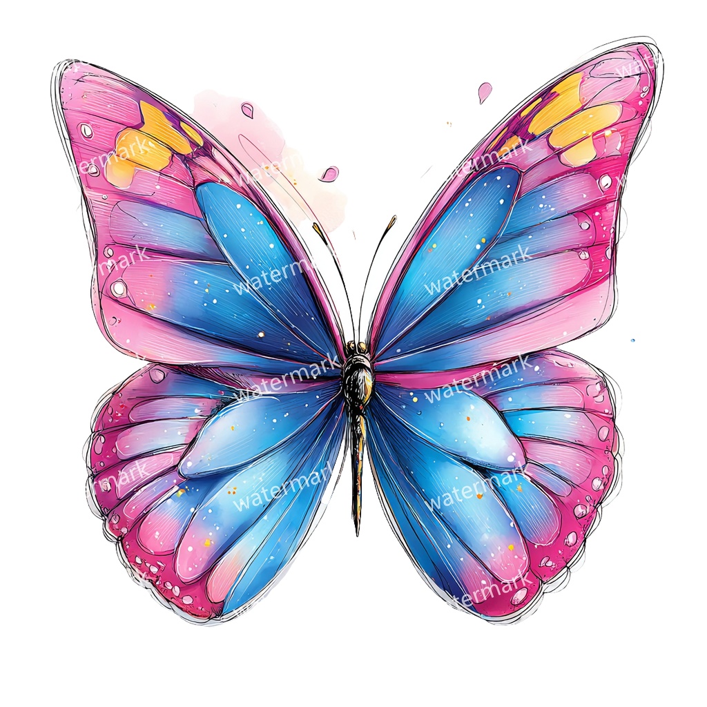 【商用利用可】蝶々(水彩バタフライ)クリップアート19点セット|高解像度・透過PNG|ナチュラル・幻想的素材|コラージュ・ジャンクジャーナル素材|即ダウンロード
