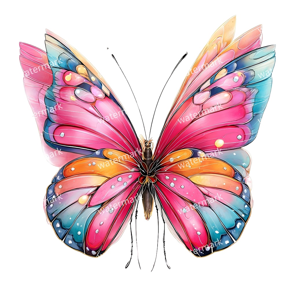 【商用利用可】蝶々（水彩バタフライ）クリップアート19点セット｜高解像度・透過PNG｜ナチュラル・幻想的素材｜コラージュ・ジャンクジャーナル素材｜即ダウンロード