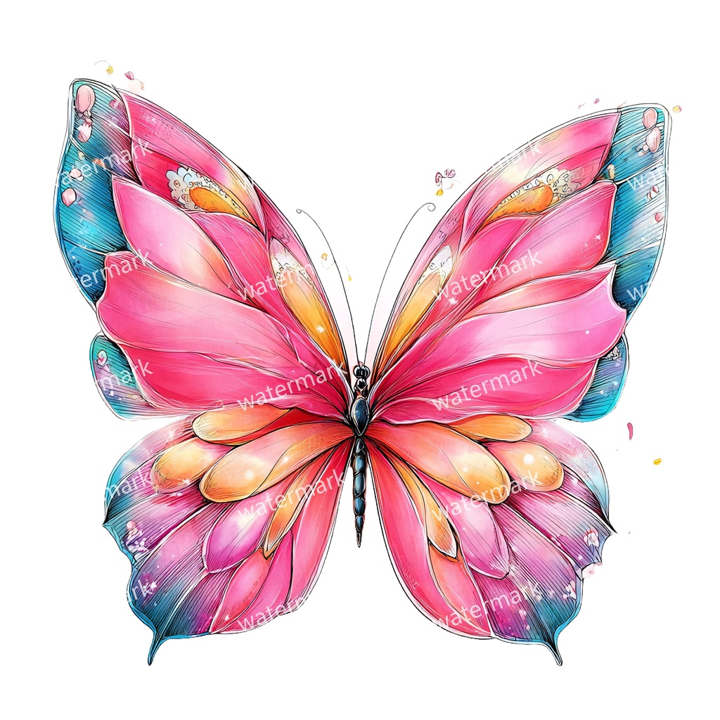 【商用利用可】蝶々(水彩バタフライ)クリップアート19点セット|高解像度・透過PNG|ナチュラル・幻想的素材|コラージュ・ジャンクジャーナル素材|即ダウンロード