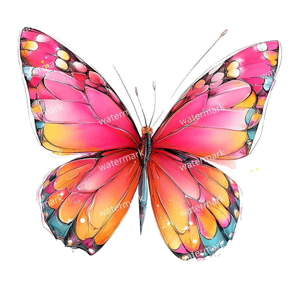 【商用利用可】蝶々(水彩バタフライ)クリップアート19点セット|高解像度・透過PNG|ナチュラル・幻想的素材|コラージュ・ジャンクジャーナル素材|即ダウンロード