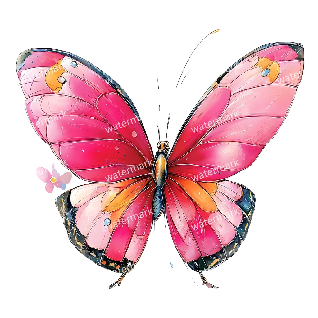 【商用利用可】蝶々(水彩バタフライ)クリップアート19点セット|高解像度・透過PNG|ナチュラル・幻想的素材|コラージュ・ジャンクジャーナル素材|即ダウンロード