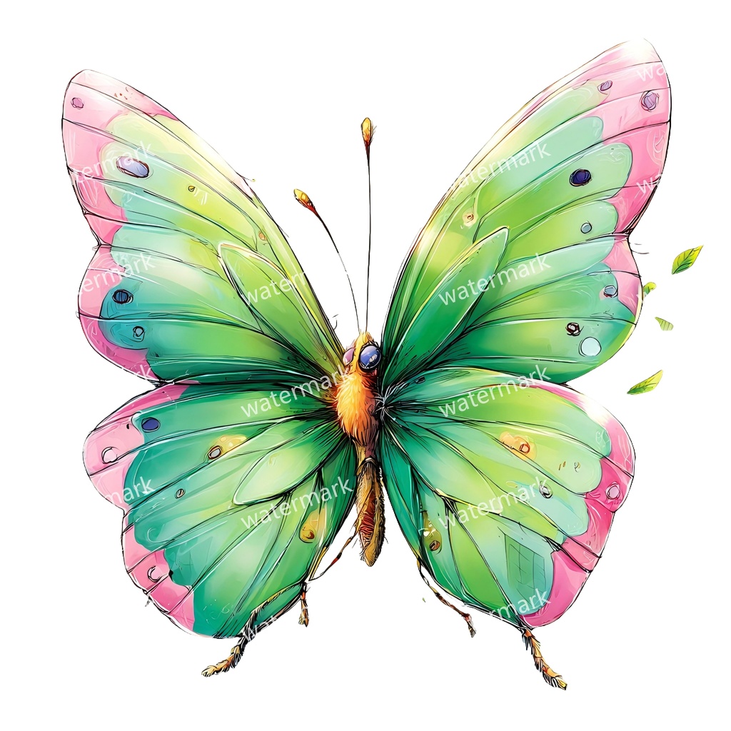 【商用利用可】蝶々(水彩バタフライ)クリップアート19点セット|高解像度・透過PNG|ナチュラル・幻想的素材|コラージュ・ジャンクジャーナル素材|即ダウンロード