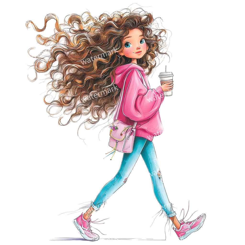 【商用利用可】女の子（水彩ガールイラスト）クリップアート15点セット｜高解像度・透過PNG｜かわいい人物・コラージュ・ジャンクジャーナル素材｜即ダウンロード