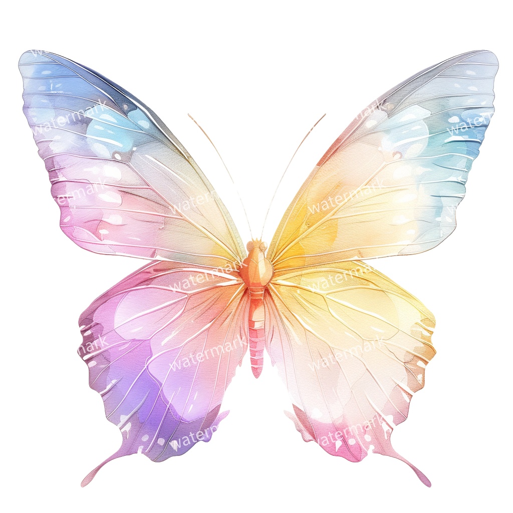【商用利用可】蝶々(水彩バタフライ)クリップアート20点セット|高解像度・透過PNG|ナチュラル・幻想的素材|コラージュ・ジャンクジャーナル素材|即ダウンロード
