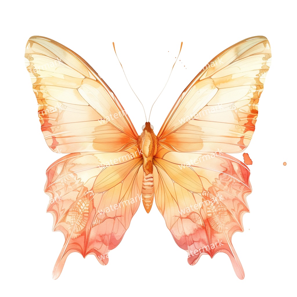 【商用利用可】蝶々(水彩バタフライ)クリップアート20点セット|高解像度・透過PNG|ナチュラル・幻想的素材|コラージュ・ジャンクジャーナル素材|即ダウンロード