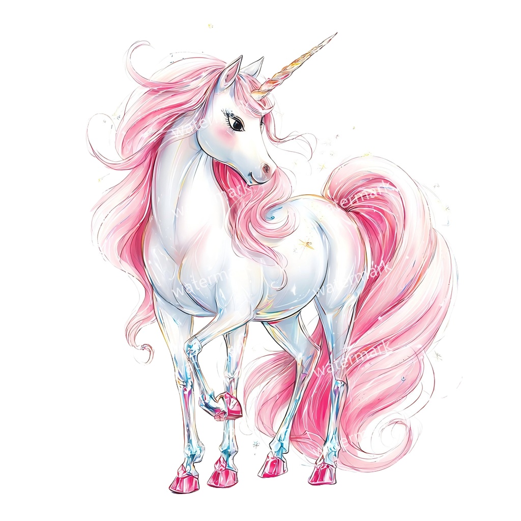 【商用利用可】ユニコーン(水彩ファンタジー)クリップアート18点セット|高解像度・透過PNG|ゆめかわ・メルヘン素材|コラージュ・ジャンクジャーナル素材|即ダウンロード
