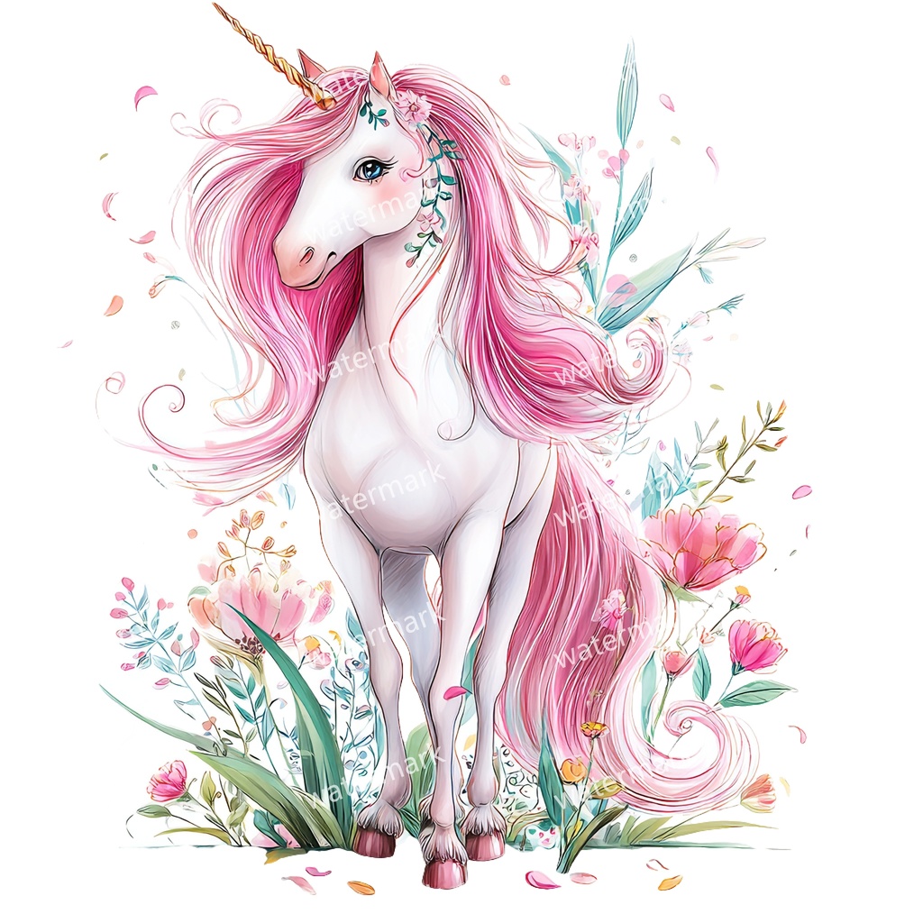 【商用利用可】ユニコーン(水彩ファンタジー)クリップアート18点セット|高解像度・透過PNG|ゆめかわ・メルヘン素材|コラージュ・ジャンクジャーナル素材|即ダウンロード