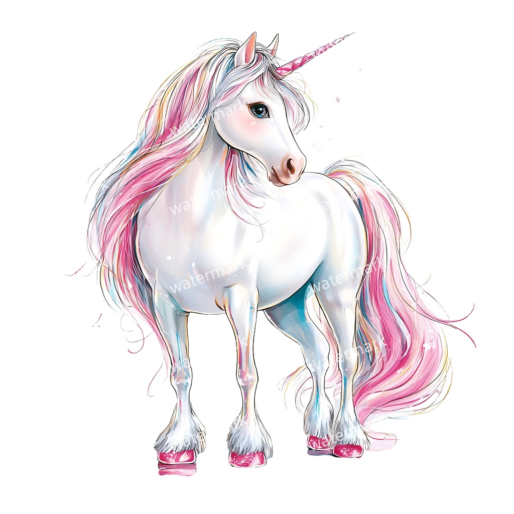 【商用利用可】ユニコーン(水彩ファンタジー)クリップアート18点セット|高解像度・透過PNG|ゆめかわ・メルヘン素材|コラージュ・ジャンクジャーナル素材|即ダウンロード