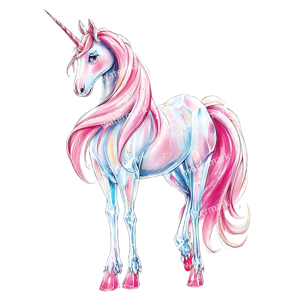 【商用利用可】ユニコーン(水彩ファンタジー)クリップアート18点セット|高解像度・透過PNG|ゆめかわ・メルヘン素材|コラージュ・ジャンクジャーナル素材|即ダウンロード