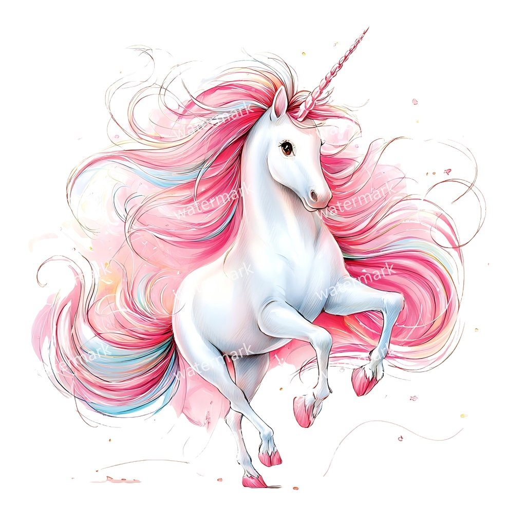 【商用利用可】ユニコーン(水彩ファンタジー)クリップアート18点セット|高解像度・透過PNG|ゆめかわ・メルヘン素材|コラージュ・ジャンクジャーナル素材|即ダウンロード