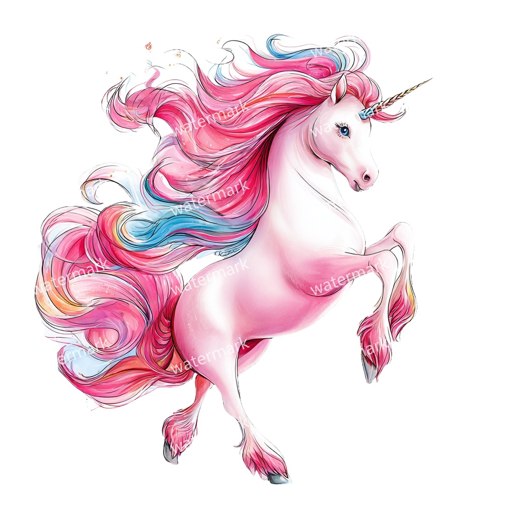 【商用利用可】ユニコーン(水彩ファンタジー)クリップアート18点セット|高解像度・透過PNG|ゆめかわ・メルヘン素材|コラージュ・ジャンクジャーナル素材|即ダウンロード