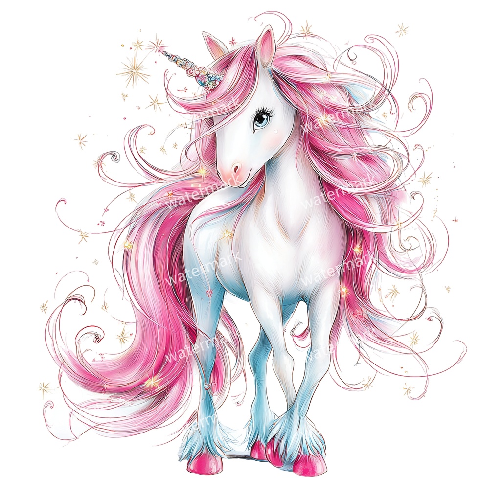 【商用利用可】ユニコーン(水彩ファンタジー)クリップアート18点セット|高解像度・透過PNG|ゆめかわ・メルヘン素材|コラージュ・ジャンクジャーナル素材|即ダウンロード