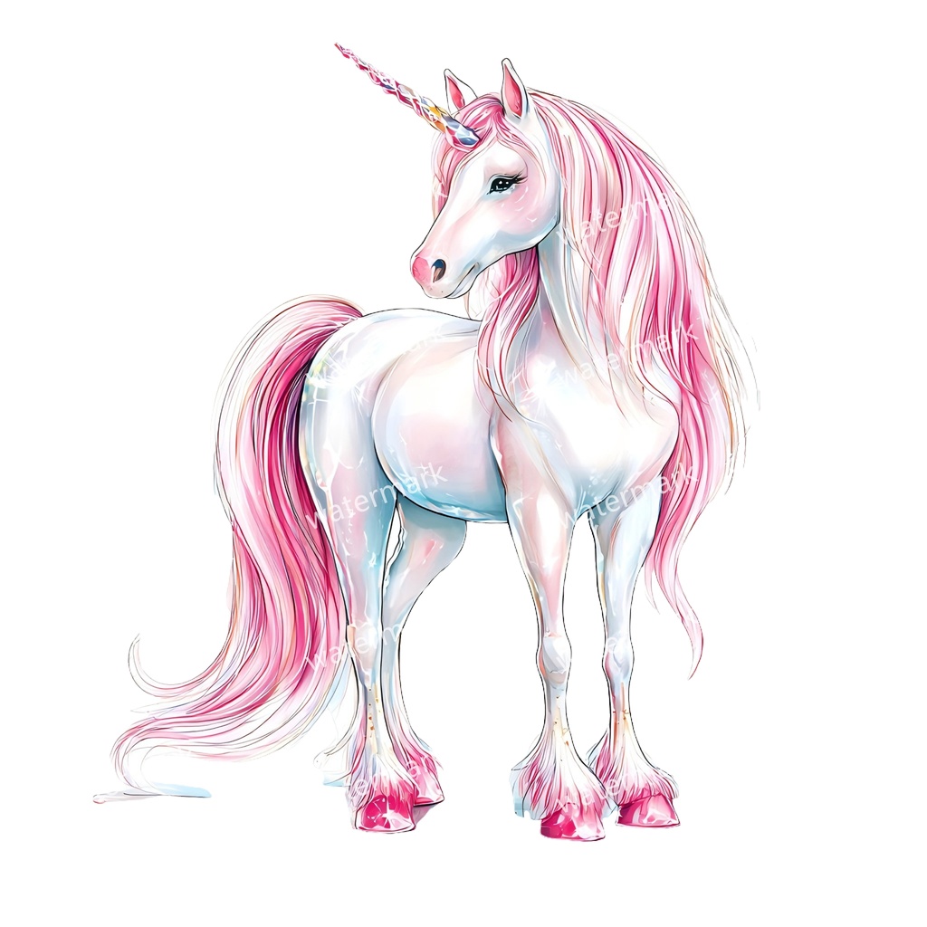 【商用利用可】ユニコーン(水彩ファンタジー)クリップアート18点セット|高解像度・透過PNG|ゆめかわ・メルヘン素材|コラージュ・ジャンクジャーナル素材|即ダウンロード