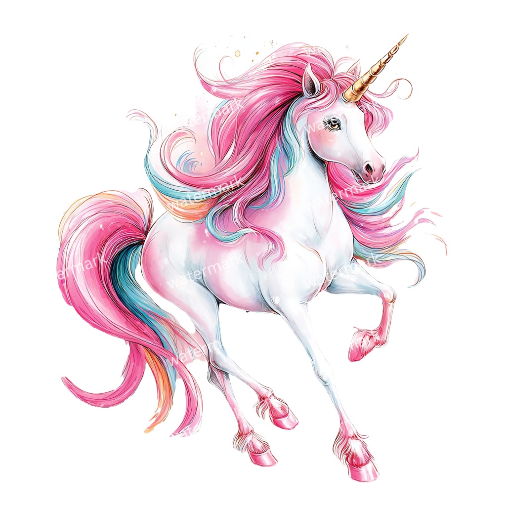 【商用利用可】ユニコーン(水彩ファンタジー)クリップアート18点セット|高解像度・透過PNG|ゆめかわ・メルヘン素材|コラージュ・ジャンクジャーナル素材|即ダウンロード