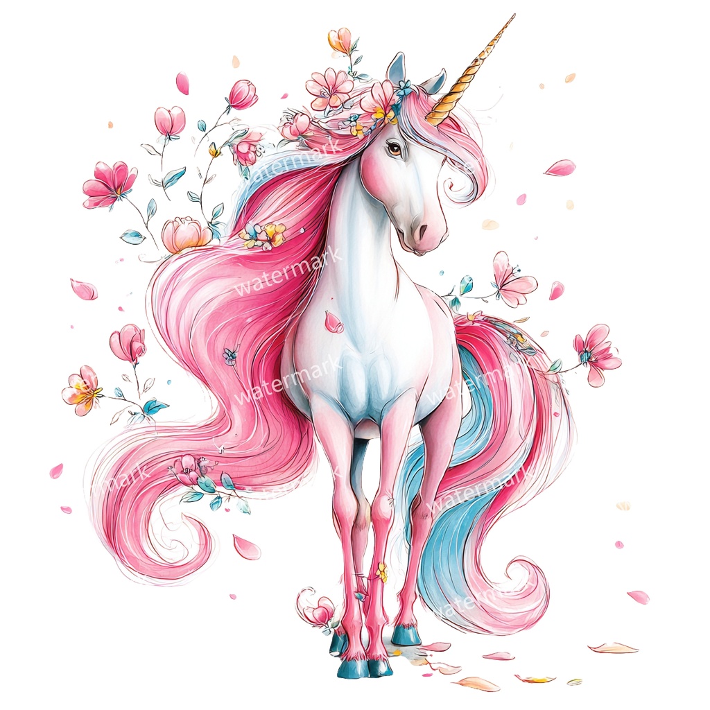 【商用利用可】ユニコーン(水彩ファンタジー)クリップアート18点セット|高解像度・透過PNG|ゆめかわ・メルヘン素材|コラージュ・ジャンクジャーナル素材|即ダウンロード