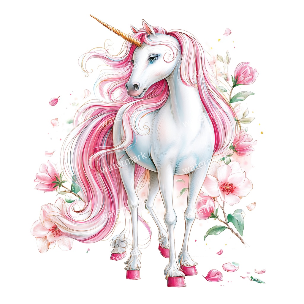 【商用利用可】ユニコーン(水彩ファンタジー)クリップアート18点セット|高解像度・透過PNG|ゆめかわ・メルヘン素材|コラージュ・ジャンクジャーナル素材|即ダウンロード