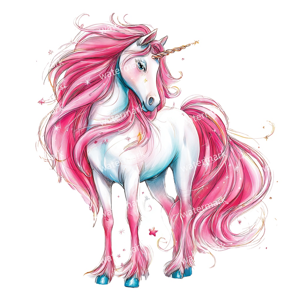 【商用利用可】ユニコーン(水彩ファンタジー)クリップアート18点セット|高解像度・透過PNG|ゆめかわ・メルヘン素材|コラージュ・ジャンクジャーナル素材|即ダウンロード
