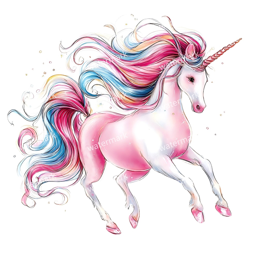 【商用利用可】ユニコーン(水彩ファンタジー)クリップアート18点セット|高解像度・透過PNG|ゆめかわ・メルヘン素材|コラージュ・ジャンクジャーナル素材|即ダウンロード