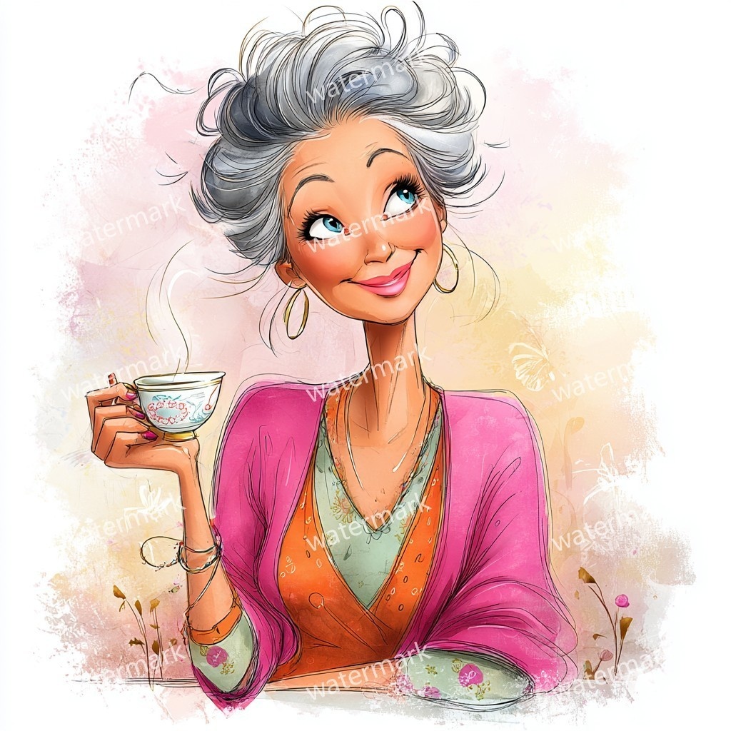 【商用利用可】上品なシニア女性(水彩エレガントレディ)クリップアート17点セット|高解像度JPG|人物・ファッション・コラージュ・ジャンクジャーナル素材|即ダウンロード