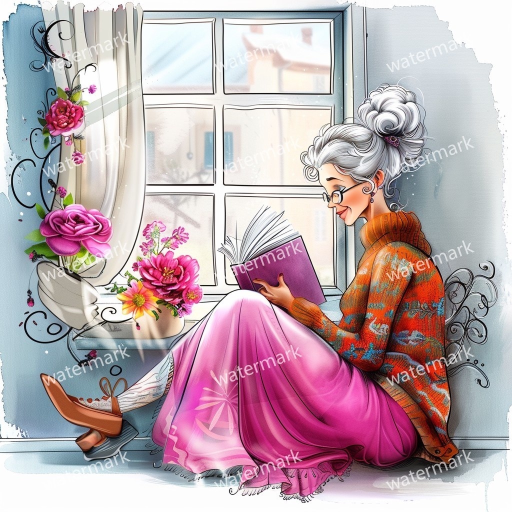 【商用利用可】上品なシニア女性(水彩エレガントレディ)クリップアート17点セット|高解像度JPG|人物・ファッション・コラージュ・ジャンクジャーナル素材|即ダウンロード