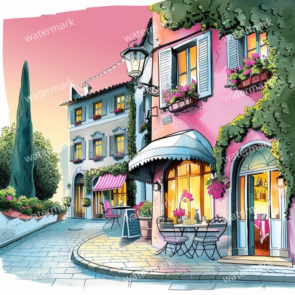 【商用利用可】イタリア街並み(水彩ストリート風景)クリップアート20点セット|高解像度JPG|ヨーロッパ風景・建物・コラージュ・ジャンクジャーナル素材|即ダウンロード
