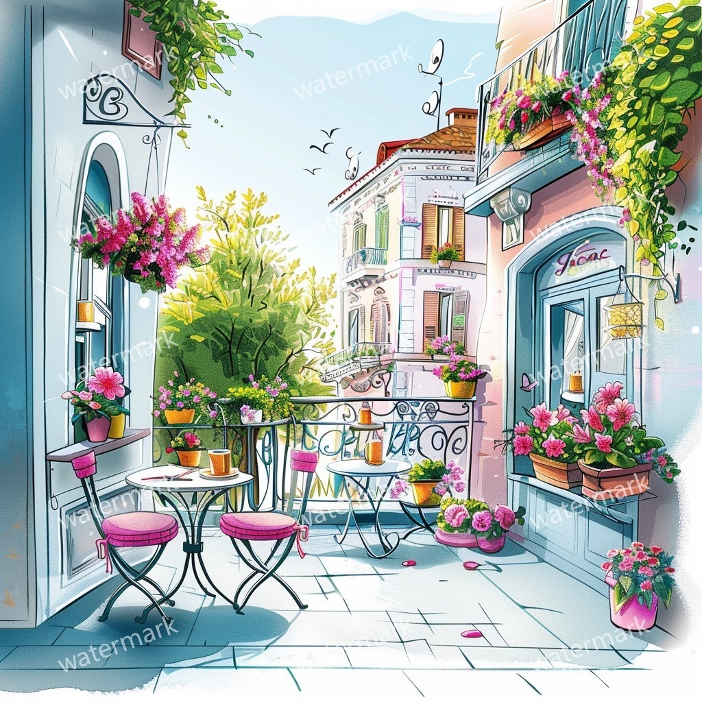 【商用利用可】イタリア街並み(水彩ストリート風景)クリップアート20点セット|高解像度JPG|ヨーロッパ風景・建物・コラージュ・ジャンクジャーナル素材|即ダウンロード