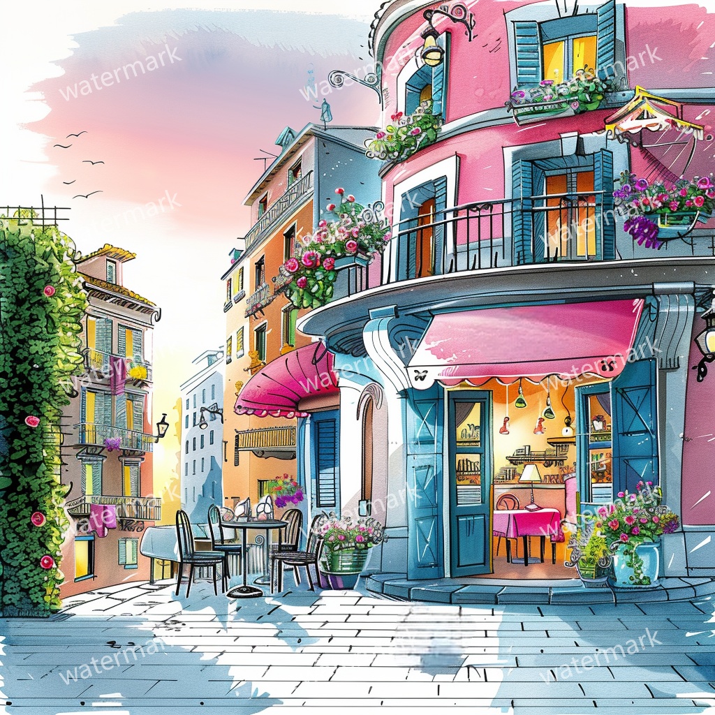 【商用利用可】イタリア街並み(水彩ストリート風景)クリップアート20点セット|高解像度JPG|ヨーロッパ風景・建物・コラージュ・ジャンクジャーナル素材|即ダウンロード