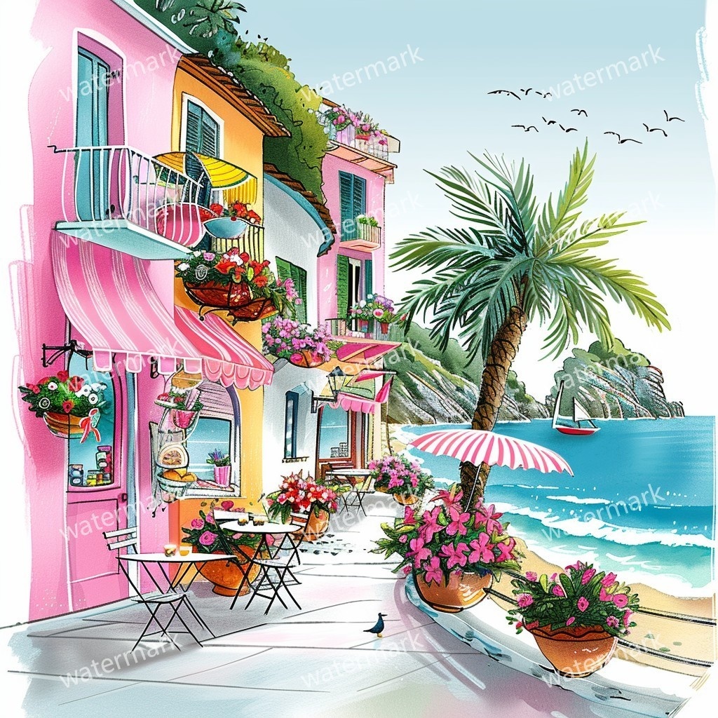 【商用利用可】イタリア街並み(水彩ストリート風景)クリップアート20点セット|高解像度JPG|ヨーロッパ風景・建物・コラージュ・ジャンクジャーナル素材|即ダウンロード