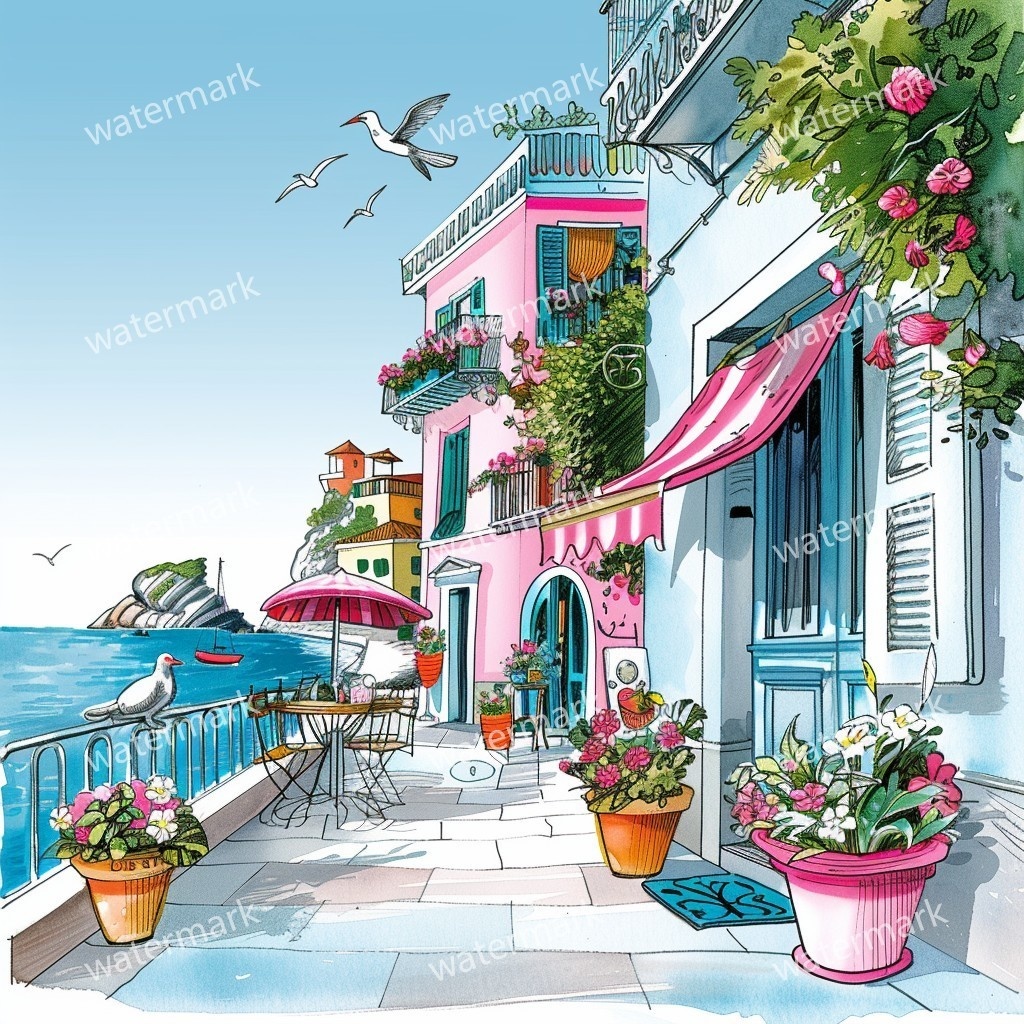 【商用利用可】イタリア街並み(水彩ストリート風景)クリップアート20点セット|高解像度JPG|ヨーロッパ風景・建物・コラージュ・ジャンクジャーナル素材|即ダウンロード