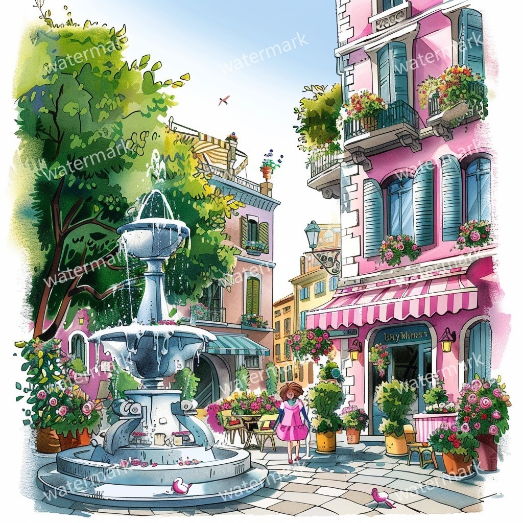 【商用利用可】イタリア街並み(水彩ストリート風景)クリップアート20点セット|高解像度JPG|ヨーロッパ風景・建物・コラージュ・ジャンクジャーナル素材|即ダウンロード