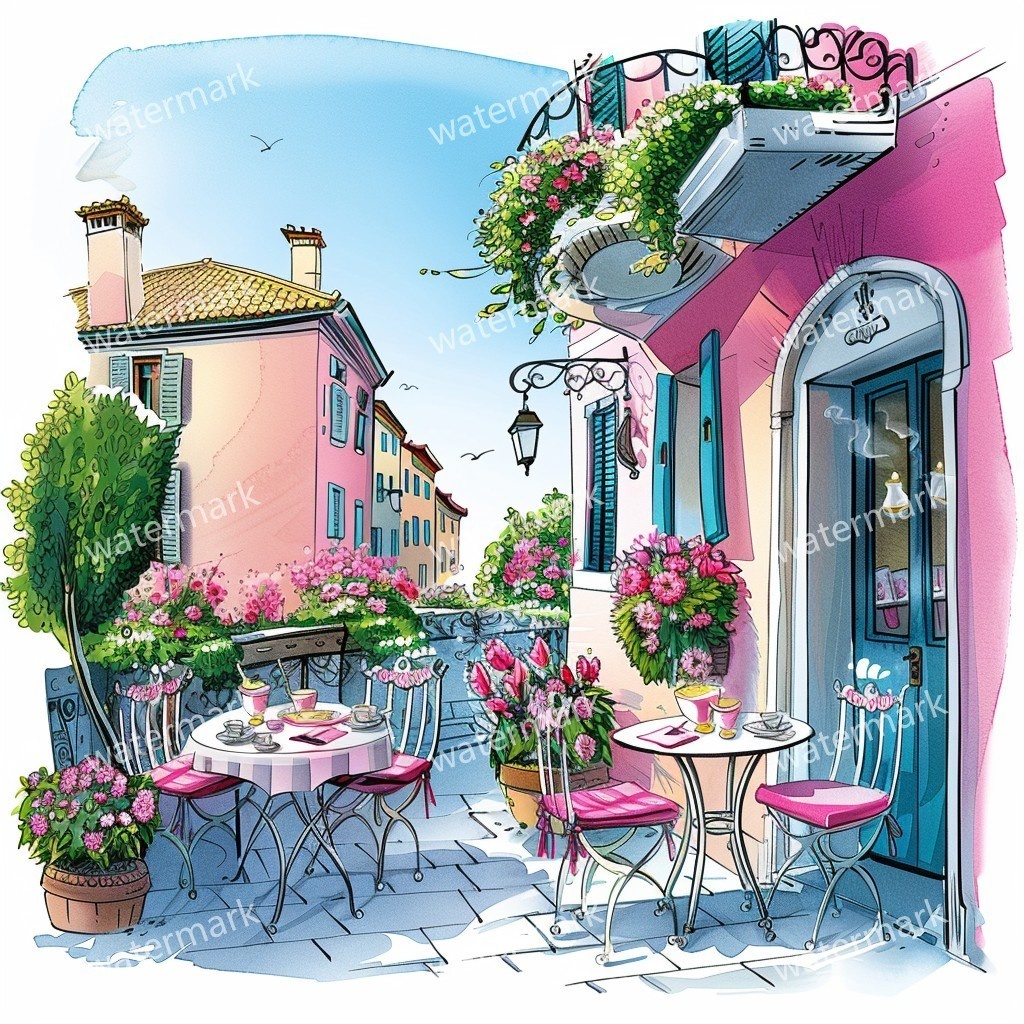 【商用利用可】イタリア街並み(水彩ストリート風景)クリップアート20点セット|高解像度JPG|ヨーロッパ風景・建物・コラージュ・ジャンクジャーナル素材|即ダウンロード