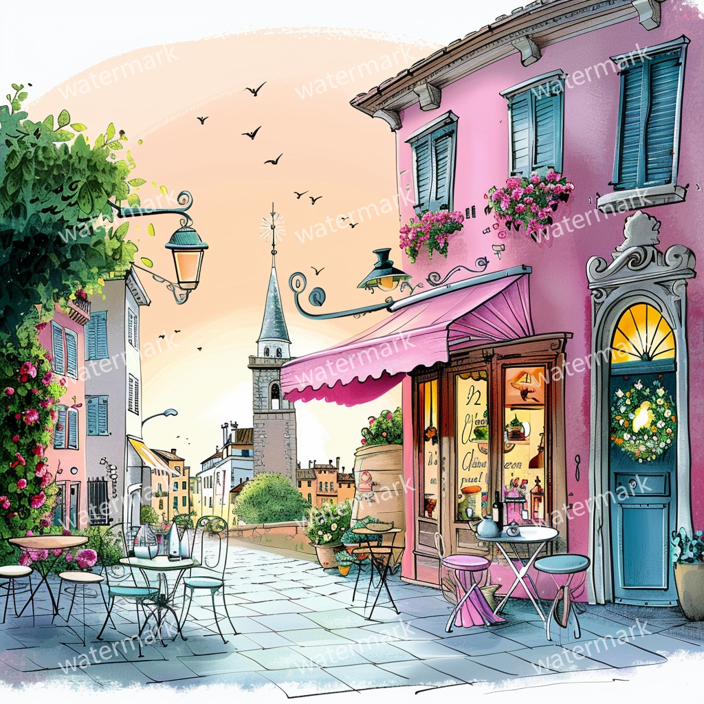 【商用利用可】イタリア街並み(水彩ストリート風景)クリップアート20点セット|高解像度JPG|ヨーロッパ風景・建物・コラージュ・ジャンクジャーナル素材|即ダウンロード