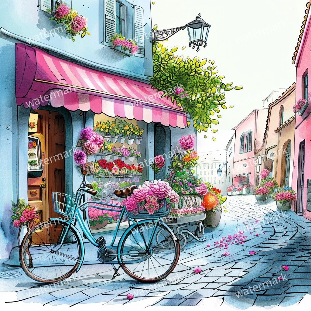 【商用利用可】イタリア街並み(水彩ストリート風景)クリップアート20点セット|高解像度JPG|ヨーロッパ風景・建物・コラージュ・ジャンクジャーナル素材|即ダウンロード