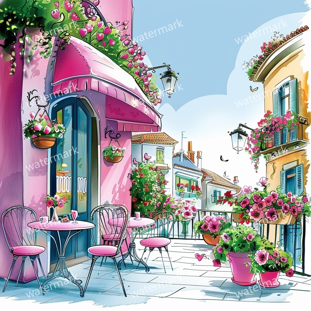 【商用利用可】イタリア街並み(水彩ストリート風景)クリップアート20点セット|高解像度JPG|ヨーロッパ風景・建物・コラージュ・ジャンクジャーナル素材|即ダウンロード