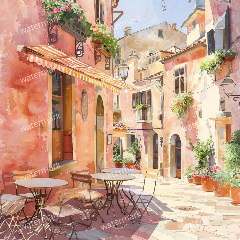 【商用利用可】イタリアの街並み(水彩ヨーロッパストリート)クリップアート20点セット|高解像度JPG|風景・建築・旅行系素材|コラージュ・ジャンクジャーナル素材|即ダウンロード
