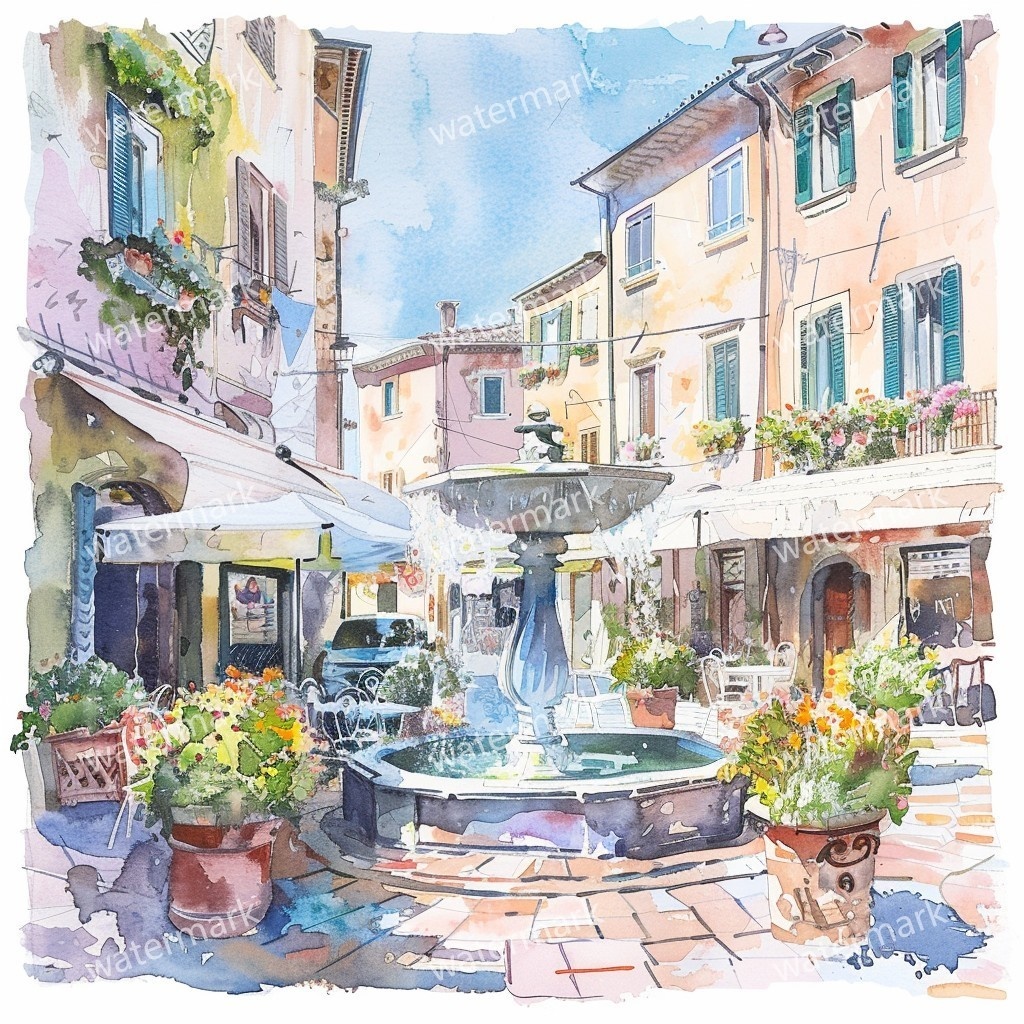 【商用利用可】イタリアの街並み(水彩ヨーロッパストリート)クリップアート20点セット|高解像度JPG|風景・建築・旅行系素材|コラージュ・ジャンクジャーナル素材|即ダウンロード