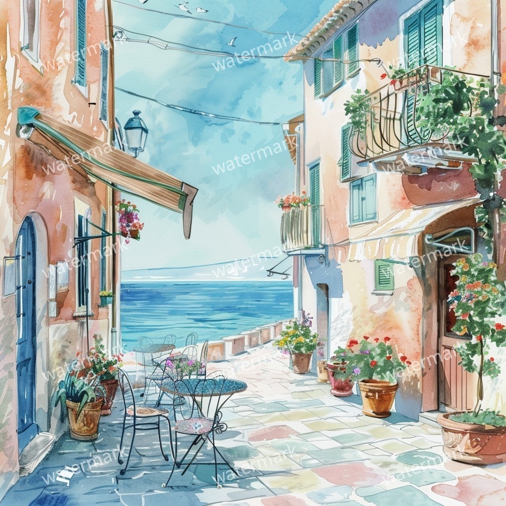 【商用利用可】イタリアの街並み(水彩ヨーロッパストリート)クリップアート20点セット|高解像度JPG|風景・建築・旅行系素材|コラージュ・ジャンクジャーナル素材|即ダウンロード