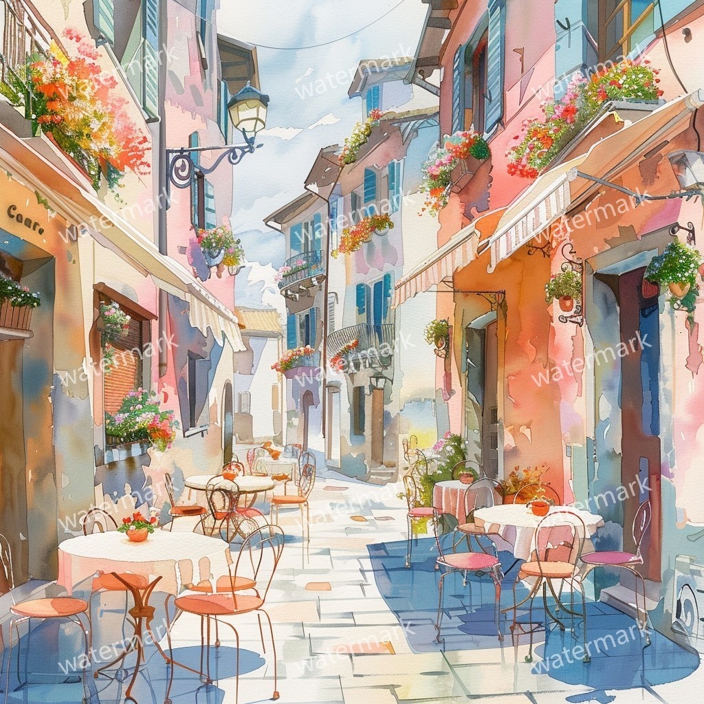 【商用利用可】イタリアの街並み(水彩ヨーロッパストリート)クリップアート20点セット|高解像度JPG|風景・建築・旅行系素材|コラージュ・ジャンクジャーナル素材|即ダウンロード