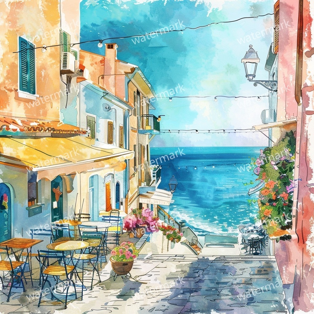 【商用利用可】イタリアの街並み(水彩ヨーロッパストリート)クリップアート20点セット|高解像度JPG|風景・建築・旅行系素材|コラージュ・ジャンクジャーナル素材|即ダウンロード