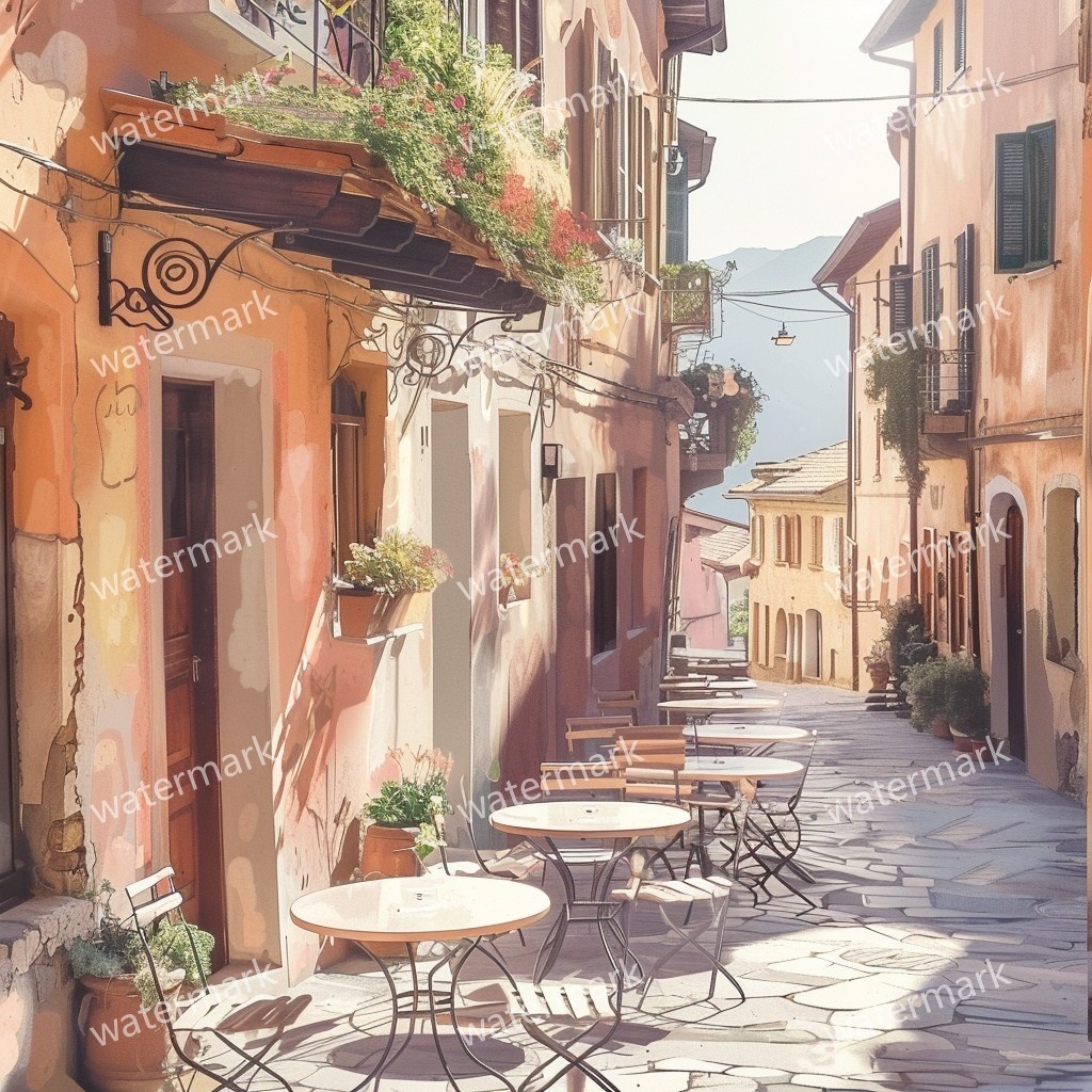 【商用利用可】イタリアの街並み(水彩ヨーロッパストリート)クリップアート20点セット|高解像度JPG|風景・建築・旅行系素材|コラージュ・ジャンクジャーナル素材|即ダウンロード