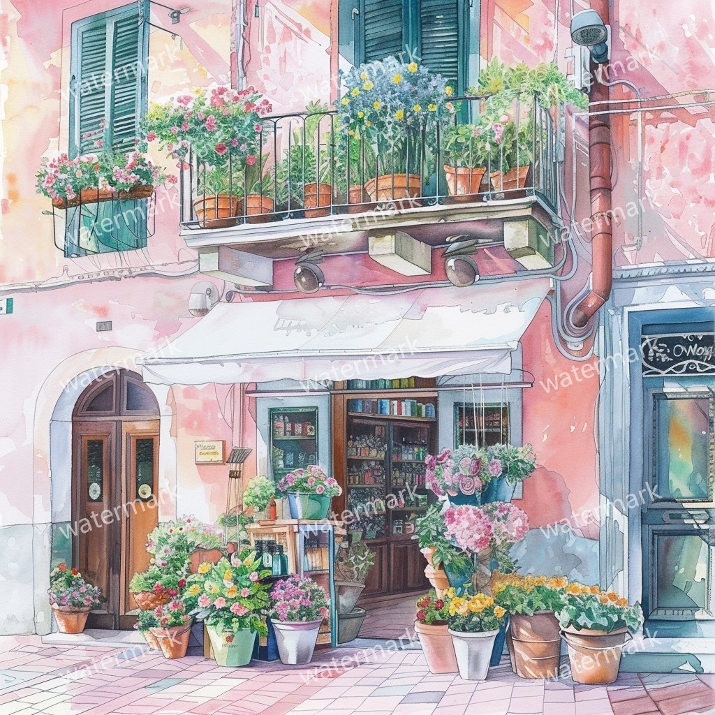 【商用利用可】イタリアの街並み(水彩ヨーロッパストリート)クリップアート20点セット|高解像度JPG|風景・建築・旅行系素材|コラージュ・ジャンクジャーナル素材|即ダウンロード