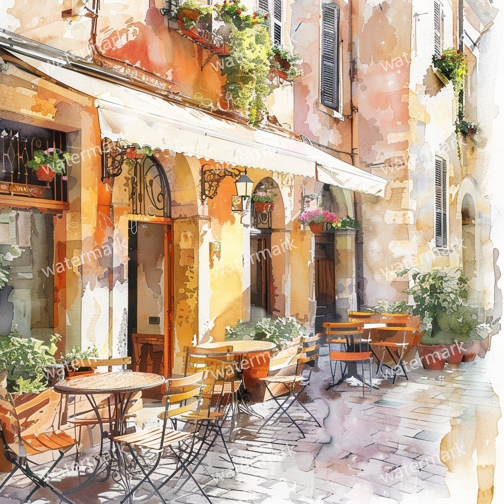 【商用利用可】イタリアの街並み(水彩ヨーロッパストリート)クリップアート20点セット|高解像度JPG|風景・建築・旅行系素材|コラージュ・ジャンクジャーナル素材|即ダウンロード